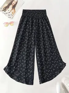 Women's Ditsy Floral Print Wide Leg High Waist Pants, Casual Comfy Trousers for Summer, Women's Clothes for Daily Wear