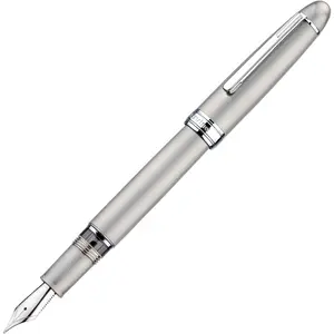 J16 Brushed Titanium Fountain Pen Jowo Broad Nib  Filling, Ink Window, Wrench & Box