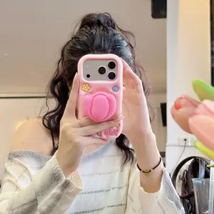 Cute Tulip Stand Phone Case Cover For iPhone 17 16 15 14 13 Pro Max – Soft Silicone Shock-Resistant Protective Case