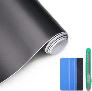 Matte Black Vinyl Wrap with Tool Kits, Self Adhesive  Wrap Vinyl Film with Air Release Technology  for  Interior Exterior DIY Decor 1ft x 10ft