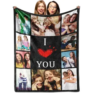 Custom Blanket with Picture, Customized Throw Photo Blankets Personalized Birthday Gifts for Women, Mother in Law, Grandma Family Anniversary Christmas - 9 Photos Collage