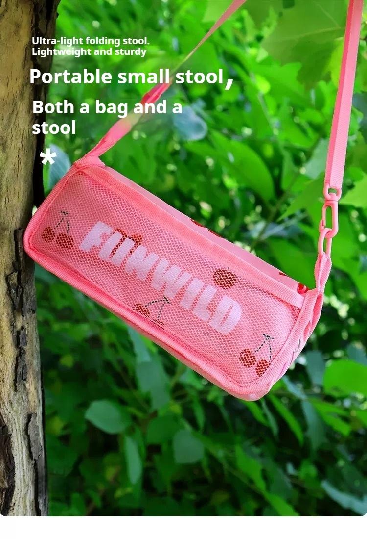 Outdoor Camping Chair Foldable Pencil Case Stool Portable Handbag Student Stool Queue Helper for Camping Studying Golden Triangle Structure Stable Design