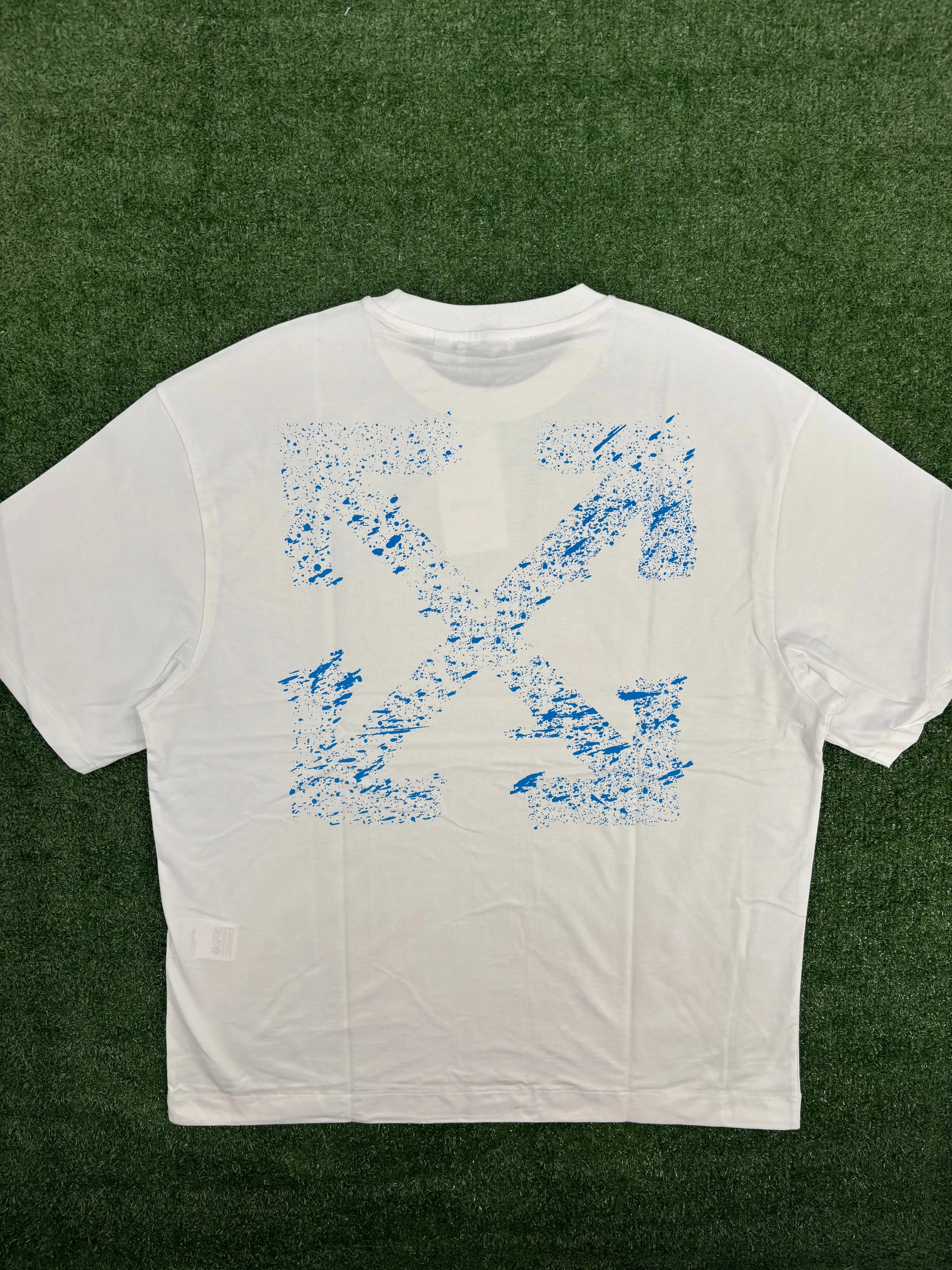 OFF-WHITE "Paint Splatter Arrows" White Skate T-Shirt Size Large