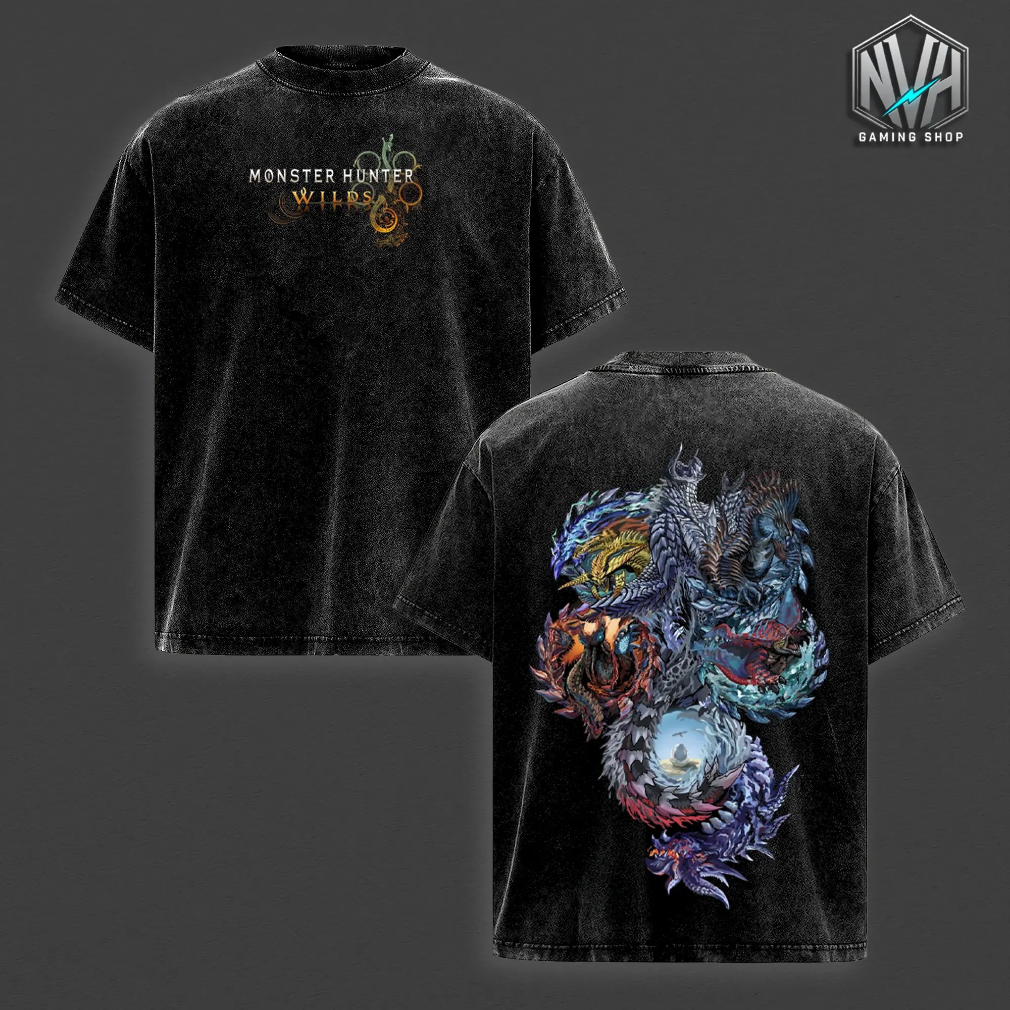 Monster Hunter Wilds Graphic Tees, Capcom Action RPG Fantasy Dragon Video Game Streetwear Apparel, Casual Streetwear Apparel, Soft Unisex Sleeveless Top, Vintage Washed Cotton, Y2k Casual Fashion, Retro Vest Shirt, Top Men's and Women's Clothing