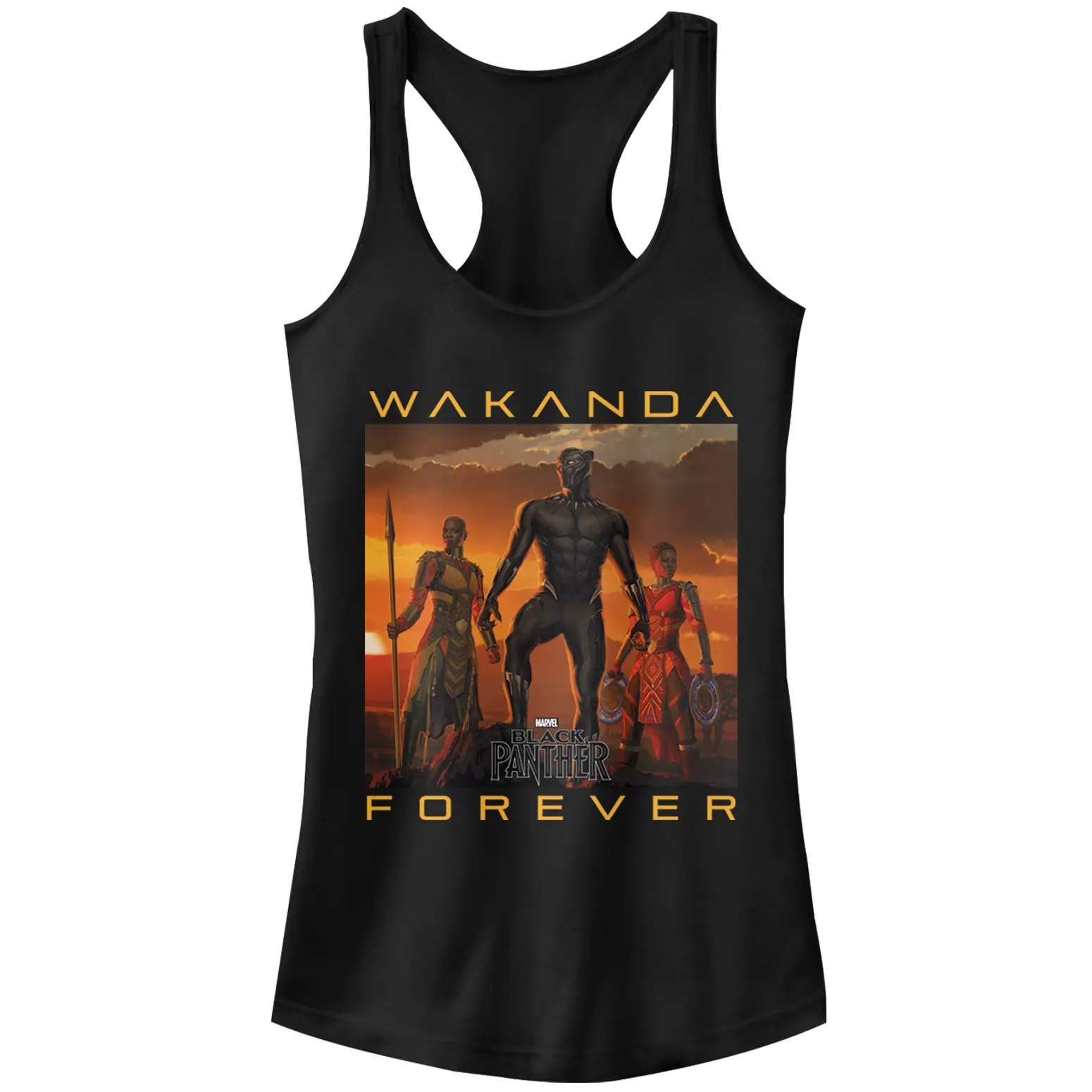 Juniors Womens Marvel Black Panther 2018 Wakanda Forever Racerback Tank Top