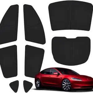 8-Piece Camping Privacy Curtain Set for Tesla Model 3, Upgrade 5-Layer Sunshade, Windshield Cover, UV Protection, Foldable, Perfect Fit, Side Window Sunshade