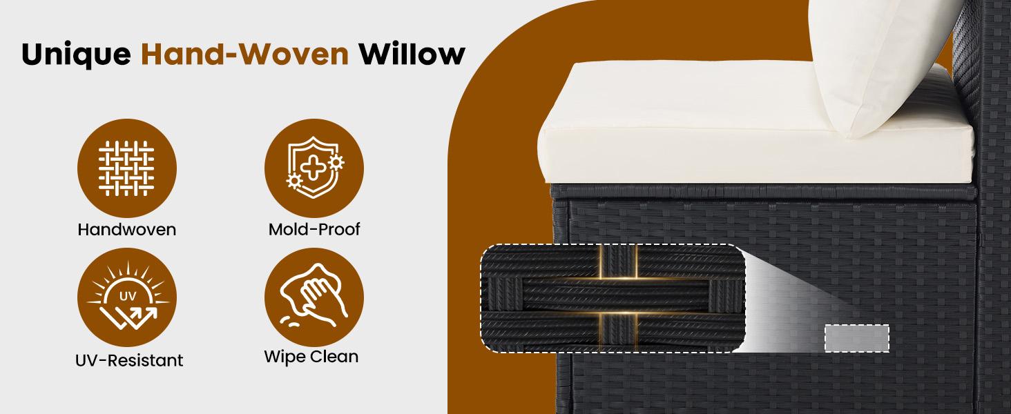 7 Piece Outdoor Patio Sectional Sofa, Modular Wicker Furniture Set with 2.8" Thick Cushions, Adjustable Feet, All-Weather Rattan Outdoor Couch for Backyard, Deck, Garden, Poolside 7 Piece Outdoor Patio Sectional Sofa, Modular Wicker Furniture Set with 2.8" Thick Cushions, Adjustable Feet, All-Weather Rattan Outdoor Couch for Backyard, Deck, Garden, Poolside