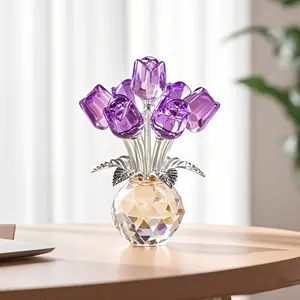 Luxurious Crystal Flower Home Decor, Anime Theme Glass Statue for Festivals, Ideal Gift for Christmas and Halloween
