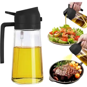 2 in 1 oil dispenser and oil sprayer 470ml oil dispenser bottle spray and pour glass olive oil sprayer for cooking foodgrade oil spray bottle mister spritzer for bbq air fryer kitchen black