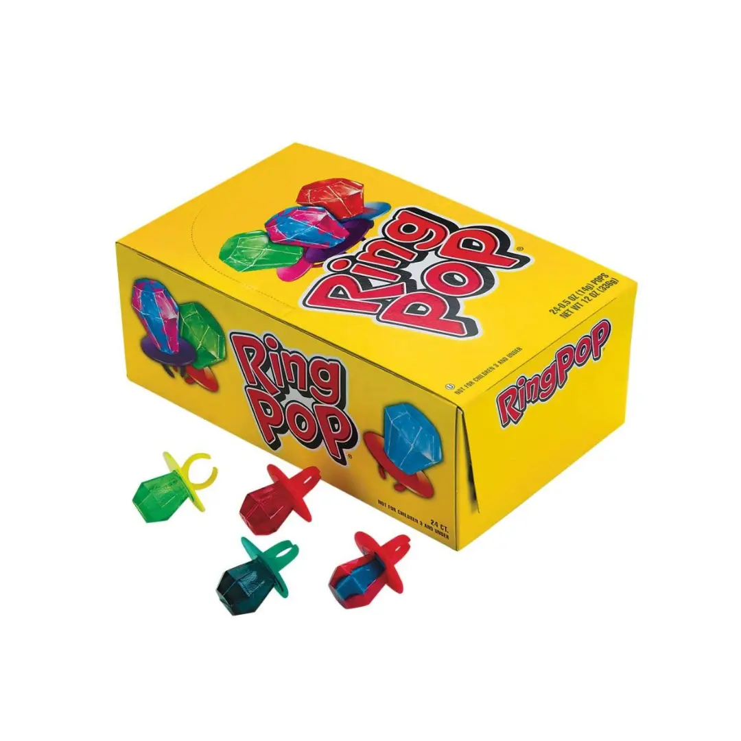 Ring Pop Wearable Hard Candy Pops - Individually Wrapped Fruity Mix, 24 Pieces, 0.5oz Each