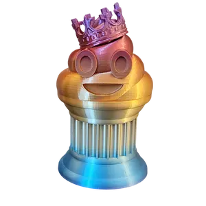 Znet3D King Poop Emoji Trophy - Fun Award & Gift - Handmade w/Additive Manufacturing - 6" inches Tall - Featuring a Solid Poop Emoji with a Crown, Secured on a Column Pillar