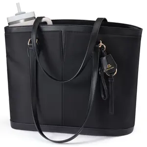 LOVEVOOK Laptop Tote Bag for Women, Lightweight Work Tote with Cup Holder, Waterproof Large Computer Bag for Office Travel
