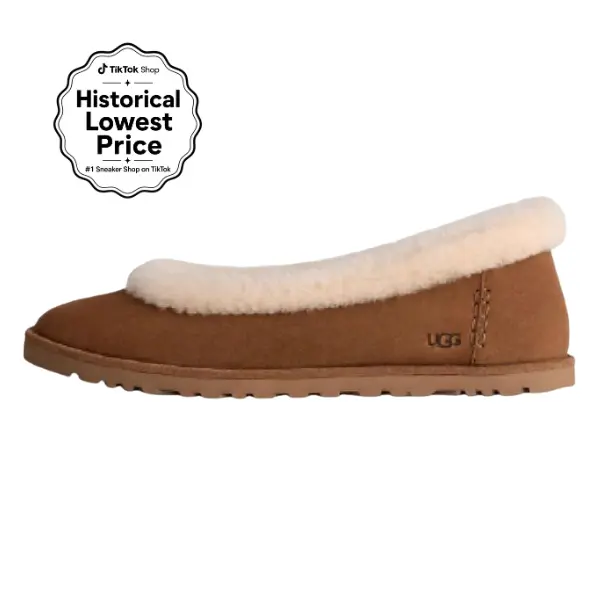 UGG Zora Women's Ballet Flats in Chestnut, Soft Suede Shoe with a Cushioned Insole for Everyday Comfort