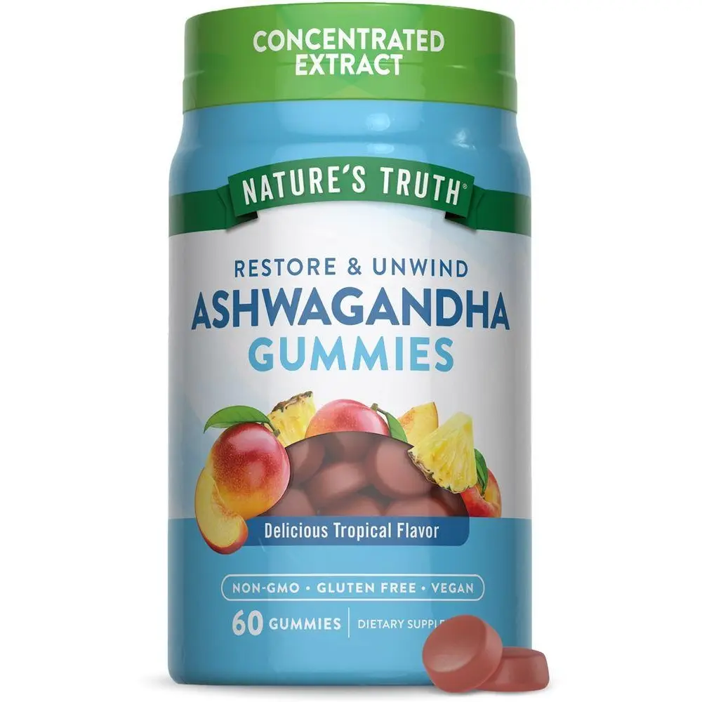 Nature's Truth Ashwagandha Gummies - 60 Count - Tropical Flavor - Vegan, Non-GMO, & Gluten Free Supplement