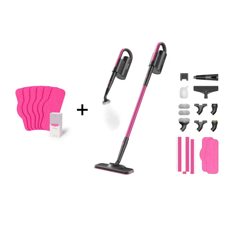 Schenley 18-in-1 Steam Mop & Schenley 6-Pack Microfiber Pads Hard Floors Greasy Messes