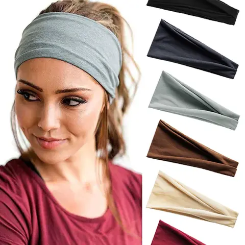 6pcs Solid Color Hair Band, Sweat Absorbing Elastic Hair Band for Men & Women, Sporty Headband for Running, Fitness, Workout Headband, Sweat Wicking Headband, Sports Headbands, Sweatband Headband