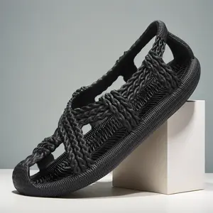 2026 Popular Style Men's Black Braided Sandals, Classic Men Slippers, Quick Dry Breathable Non Slip Lightweight Comfort for Beach Pool Shower Indoor Outdoor Daily Wear summer fashion