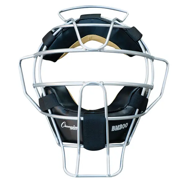 CHAMPION Umpire Mask - 18 oz Ultra Lightweight Sports Gear with Hollow Wire Construction and Forehead, Ear and Throat Guards, Leather, Strong, Adjustable, Dry Tek Leather Pads, Unisex, Umpire Wear, Extended Guard, 18Oz, Moisture Wicking, Head Size Fit, Ex