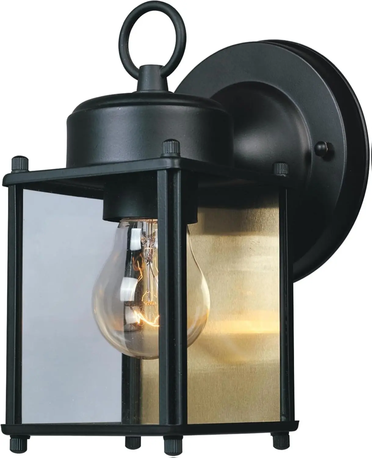 Preston Outdoor Light Fixture, 8 Inch, Exterior Wall Mount Lantern Sconce, Clear Glass Porch Lights for Front Door, Patio, and House Garage, Black, 1161-BK