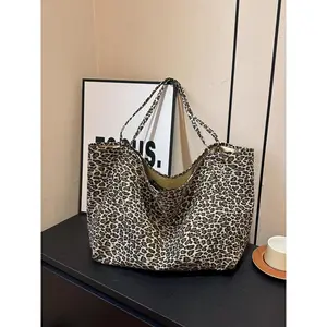 Fashion Leopard Pattern Tote Bag – Large Capacity Shoulder Bag for Daily Use, Casual & Trendy Commuting, Versatile High-Quality Handbag for Women