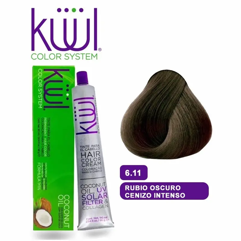 Semi-Permanent Hair Color Cream 6.11 with Coconut Oil, UV Filter & Collagen – Professional Hair Dye for Long-Lasting Color, Shine & Gray Coverage