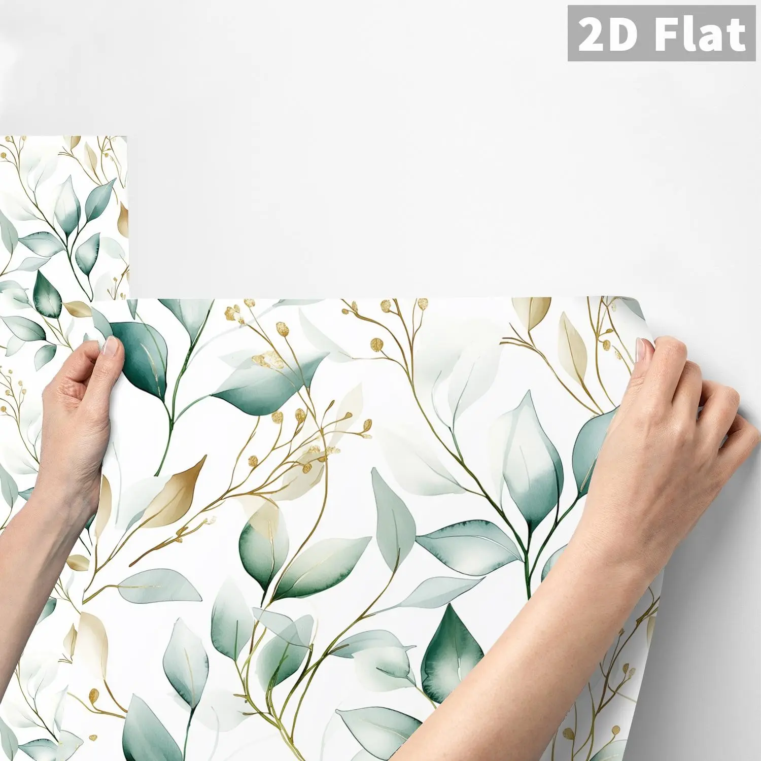 1PC Fresh Eucalyptus Leaf 2D Flat GST Wall Sticker | Peel and Stick Waterproof Oil-Proof Removable Decal for Minimalist Home Decor