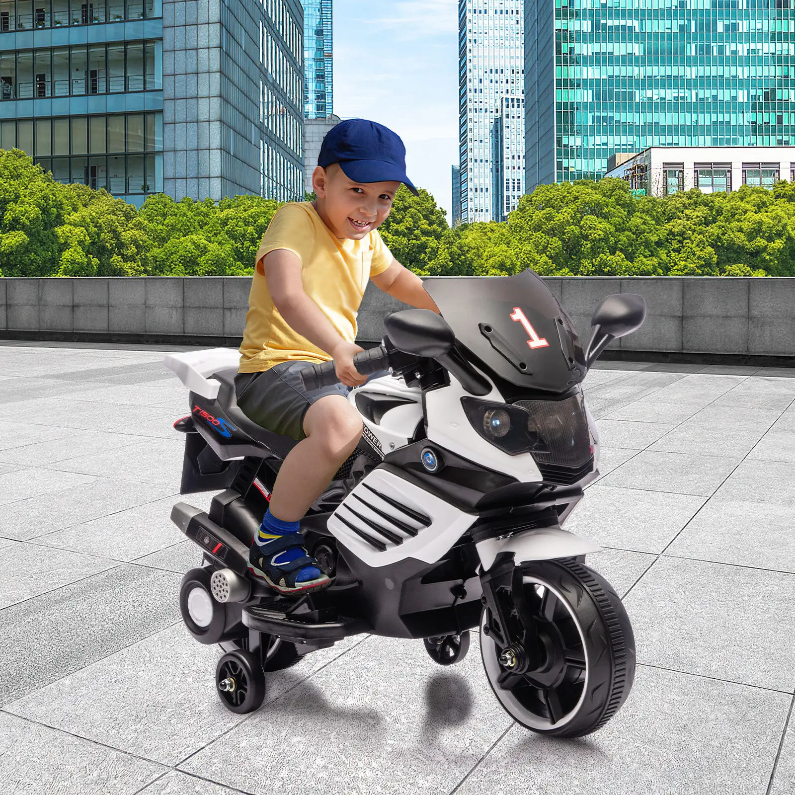 6V Battery Powered Kids Ride-On Motorcycle Toy – 3-Wheel Stable Design – Training Wheels, Headlight, Horn & Music – Realistic Motorbike for Boys & Girls Ages 3-6 – Outdoor Play