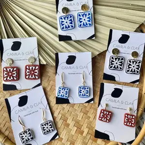 Hand Painted Talavera Inspired  Polymerclay  Earrings