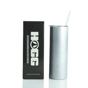 20oz Sublimation Blank Glitter Skinny Tumbler - Silver