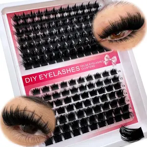 300D+200D+160D/160D+100D+60D Spikes Lash Cluster Eyelash Extensions Spiky Individuals Lashes 10-18mm Mega Wispy Eyelash Extension D Curly Lash Extension Spiky Cluster Individuals Mink Lash Extension, Natural Look Clusters, Dense Lashes DIY at home