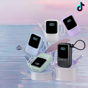 (Not for iPhone 15/16/17)10000mAh Power Bank with Built-in Charging Cables, 22.5W Fast Charging Portable Charger, 3-in-1 Battery Pack with Triple Output for iPhone 14/13/12/11 & Android, Compact Travel Essential