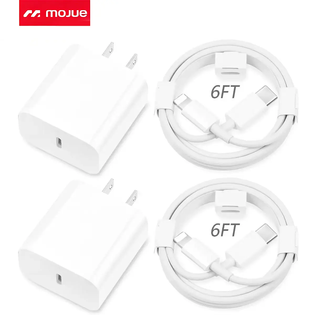 2-Pack Type-C Wall Plug Charger Set with 6FT/10FT Super Fast USB-C to Lightning Cables, iPhone Charger for iPhone 14/13/12, AirPods Pro, Devices, Includes Charging Cable (Back to School)