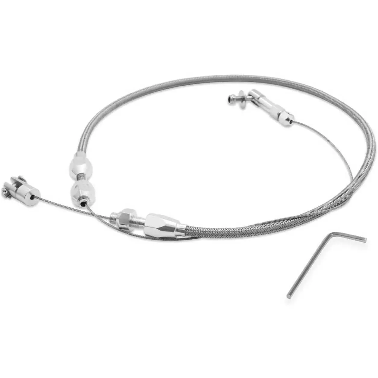 24 Inch, Universal Throttle Cable, Stainless Steel Braided Cover, Aluminum Fitting, Locking Kit, Adjustable Accelerator Cable