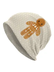 1 PC Bonnet Hats Men Women's Thin Hat Sweater Pattern Gingerbread Cookie Autumn Spring Warm Cap Hip Hop Skullies Beanies Caps