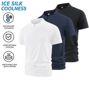 Men’s 3-Pack Ice Silk Quarter-Zip T-Shirts – Quick-Dry, Breathable Tech Fabric for Sports & Hot Weather