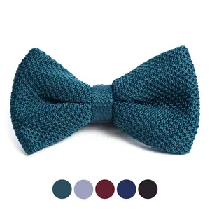 Men’s Solid Knitted Bow Tie – Pre-Tied with Adjustable Strap, 5 Colors