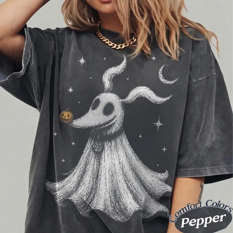 Comfort Colors Dog Ghost Halloween Shirt, Nightmare Before Christmas Tee,Spooky Season Gift Idea Women's