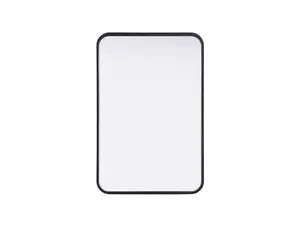 360 Stand Modern Iron Frame Rectangle Mirror - 20x30 in, Black, Rounded Edges, 360-Degree Rotatable Stand, Smooth, Decorative, Hanging Elegant Home Decor Accessory, Metal