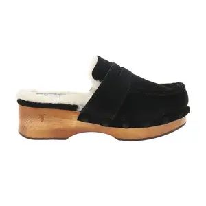Frye Womens Melody Shearling Platform Clogs Casual - Black