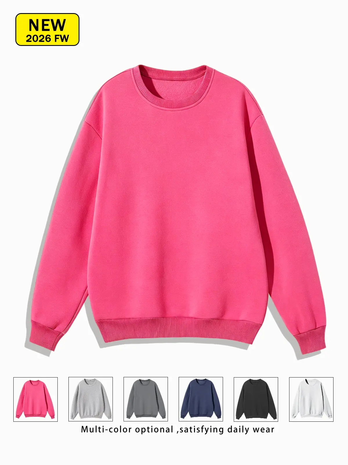 Men’s sweatshirt, 2026 new model for spring/autumn, long sleeves, crew neck knit sweatshirt—loose fit, comfortable, warm, breathable, skin-friendly base layer