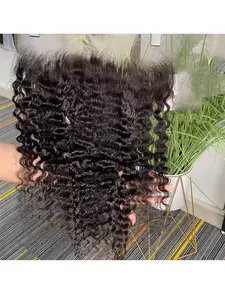 13x4 Burmese Curly Lace Frontal Closure Natural Color Human Hair Lace Closure Pre-plucked Burmese Curly Lace Closure