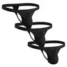 Strapped Thong Nylon Mesh & Modal No Fly Mid-Rise 3 Pack 0 Inch with ABCD Pouch - XS to XL waist Size Spandex Athletic Breathable