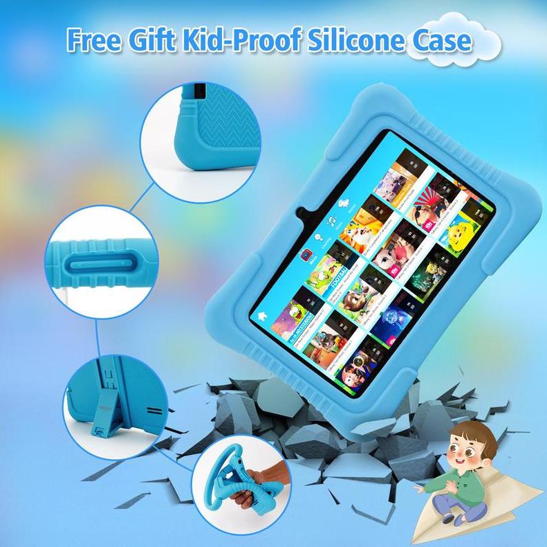 New upgrade 2.0 Kids Tablet, 7-inch Android 32GB WiFi Tablet for Toddler, Learning Tablet with IWAWA App, Children's Tablet with Silicone Case Graphics Cellphone Anti-drop silicone case,Great Holiday Gift for,  Kids