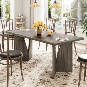 New Upgraded 1 P2/Pb 30Mm False Thick Panel/ Double-Sided Triamine Rectangular Dining Table-Iron Foot 3