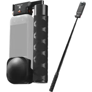 K&F CONCEPT Magnetic Quick Release Foldable Selfie Stick Compatible with Insta360 X5, 89cm/35inch Aluminum Alloy Extension Rod Invisible Pole, Adjustable Handle Grip with Safety Lock for X4 Air