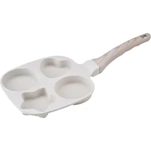 4-Cup Nonstick Omelette Skillet Egg Frying Pan, Healthy Breakfast Pancake Pan for Pancake, Hamburger, Bacon, Easy to Clean, Detachable Bakelite Handlesuitable for Gas Stove & Induction Cookware (1) Kdlkxjzw