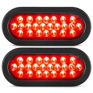 ASNOO 2PCS 24 LED 6.3 Inch Oval Strobe Lights, 4 Color Options, Rubber Grommets and 3-Prong Wire Pigtails Included, Emergency Safety Warning LED Strobe Truck Towing Trailer Light Lamps, Fits 10-30V