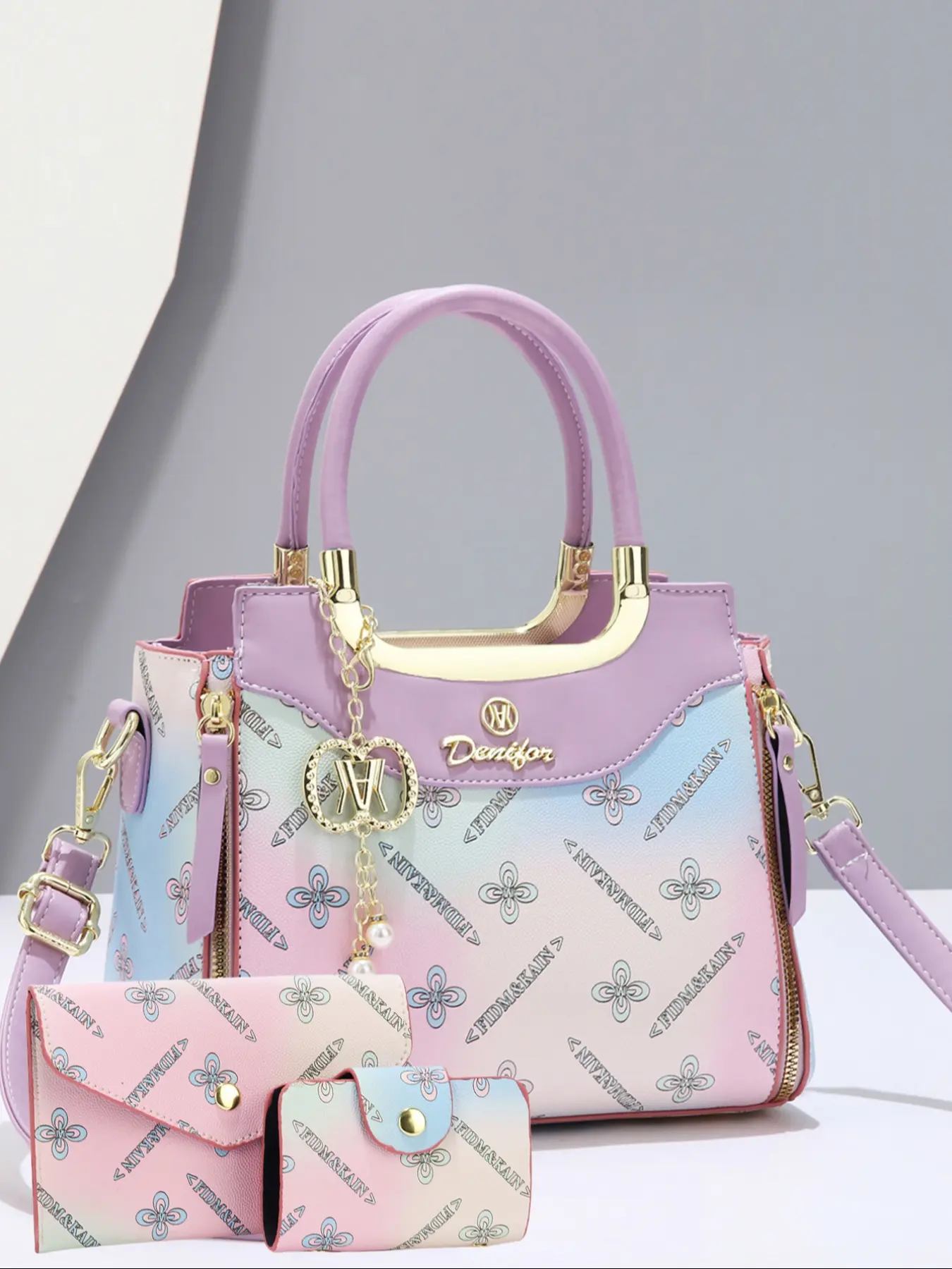 Trendy Printed Handbag Set for Women, Fashionable Hanging Accessory, Shopping and Street Style, Includes Card Bag and Clutch, All Seasons Handbag, Fashion Purses, Bags and Accessories