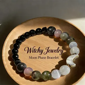 Witchy Moon Phase Bracelet - Gradual Design, Natural Moonstone for Cleansing, Healing, Inner Peace & Energy Balance, Ideal Special Engagement Gift, Fashion Costume Jewelry Bracelets