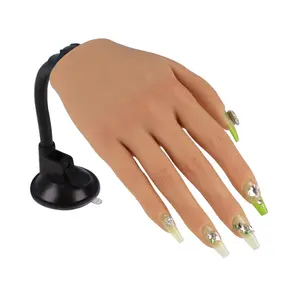Practice Hand for Acrylic Nails with Stand Bracket, Silicone Fake Mannequin Hand for Nail Practice & Art, Single Right Hand Color 3#